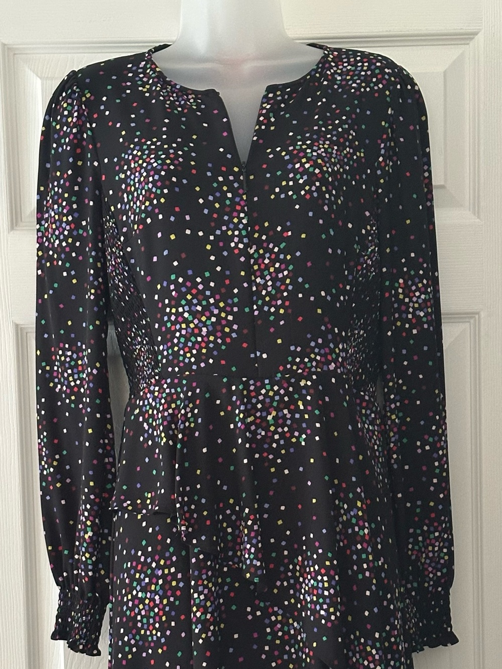 Kate Spade Long Sleeve Dress with Multicolor Confetti Print